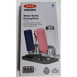 OXO Good Grips Water Bottle Drying Rack 4 Bottles 4 Lids 4 Straws at once NIB